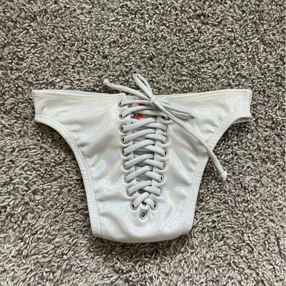 IHeartRaves White Holographic Thong Bottom